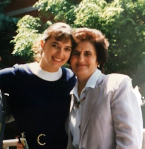 Dr Criley and her mom who was visiting for the first time at Johns Hopkins Hospital Brady Urological Institute