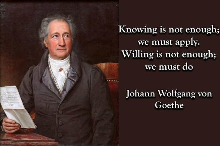 “Johann Wolfgang von Goethe quote knowing is not enough we must apply experiential learning leadership education”